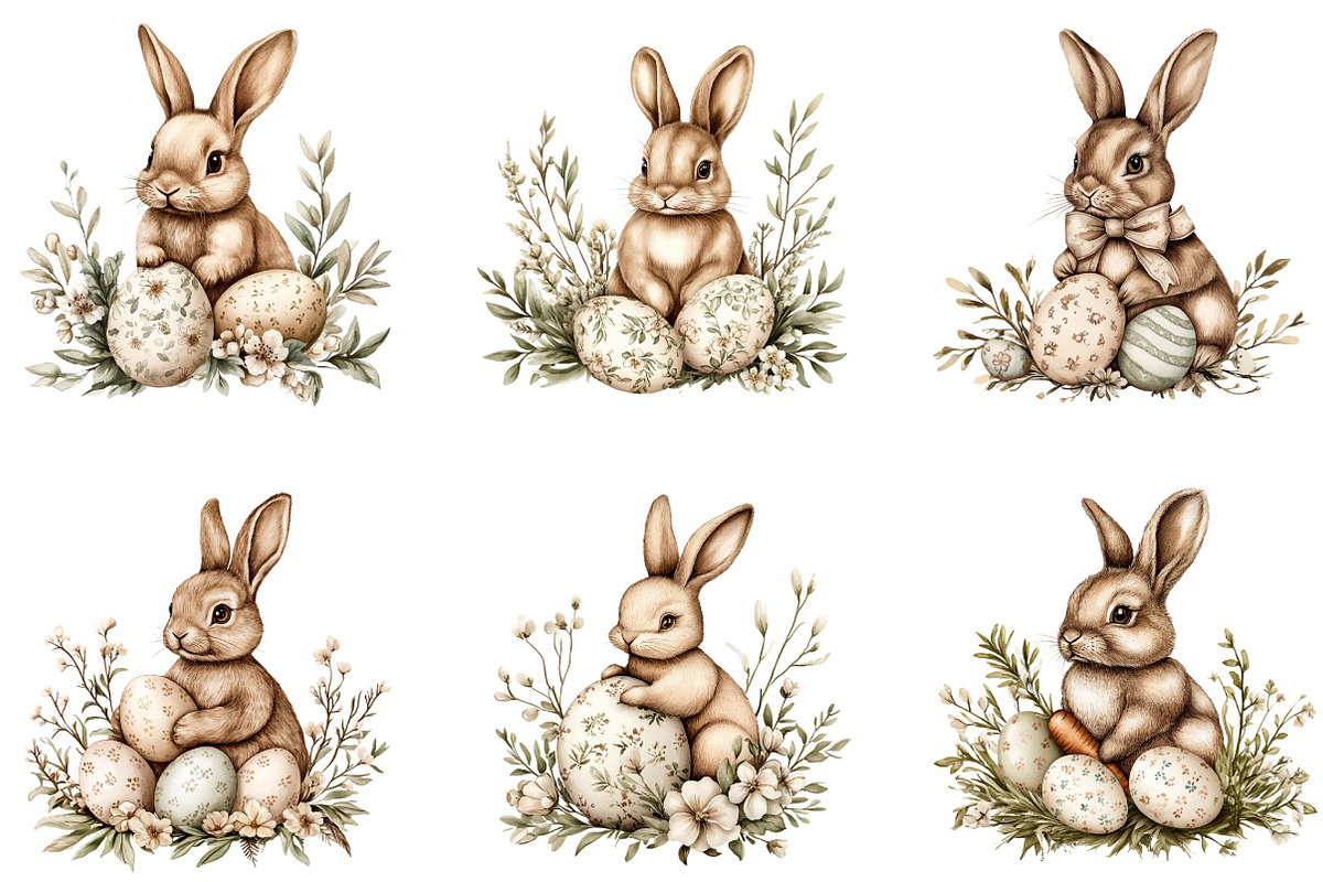 Watercolor Easter Animals Clipart, an Illustration by Designking (Photo 3 of 5)