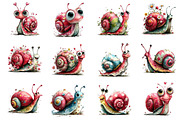 Whimsical Snail Watercolor Clipart, an Illustration by Dream Creation (Thumbnail 3 of 8)