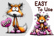 Quirky Funny Valentine Fox Clipart, an Illustration by cherrydesign (Thumbnail 4 of 4)