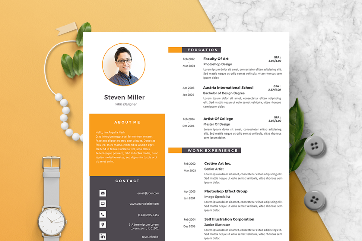 Creative Resume & CV Template, a Resume Template by Hito Graphic (Photo 2 of 8)
