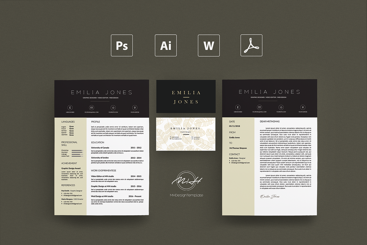 Professional Resume / Card Template, a Resume Template by MH Design Template (Photo 4 of 4)