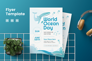 Whale World Ocean Day Flyer, a Flyer Template by Annora Studio
