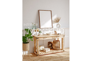 Frame mockup in home interior, a Print Template by Artjafara
