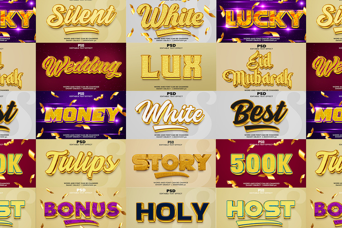 Golden 3d text effect bundle V.04, a Layer Style Add-On by bdrobin