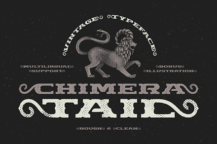 Chimera Tail, font + illustration, a Slab Serif Font by Gleb Guralnyk
