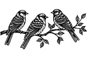 Birds on Branch Vector Collection, a Decorative Illustration by Designer_Momina (Thumbnail 6 of 21)