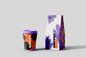 Paper Cup With Bag Mockup