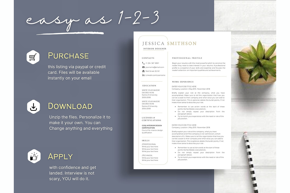 Interior Designer Resume Template, a Resume Template by Climbwithelevator (Photo 6 of 10)