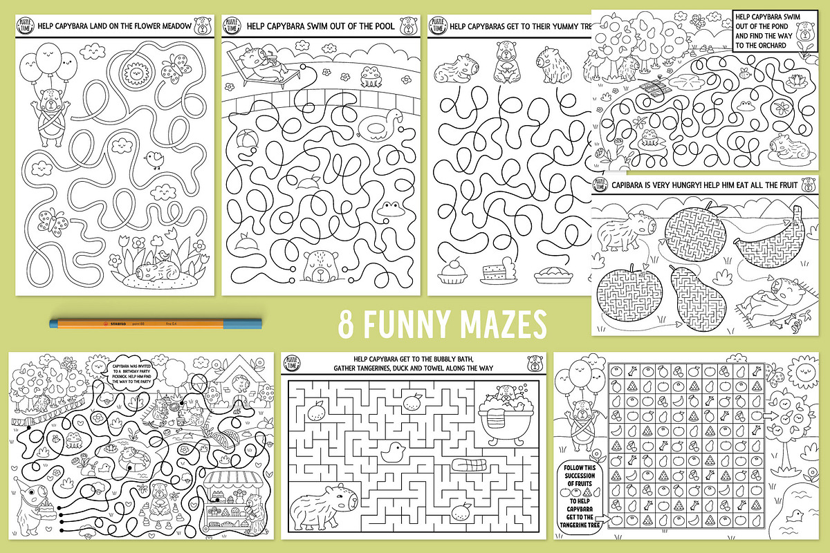 Capybara coloring games for kids, an Education Illustration by Lexi Claus (Photo 3 of 17)
