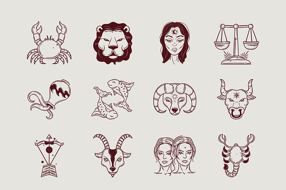 Zodiac Symbols Illustration Set preview 2