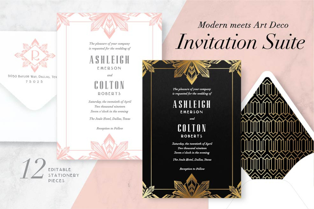 Modern Meets Art Deco Invite Suite, an Invitation Template by StoryBird Design (Photo 1 of 6)