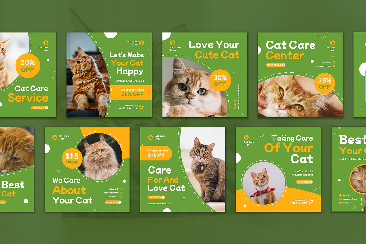 Cat Care Instagram Post, a Social Media Template by CavenArt (Photo 5 of 5)