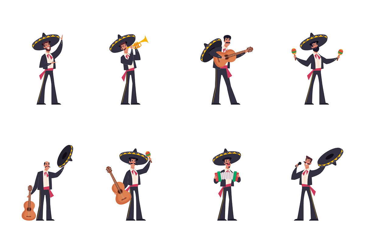 Mariachis Illustration Set