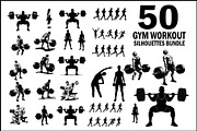 Gym Workout Silhouettes Bundle, an Object Graphic by balal (Thumbnail 1 of 5)