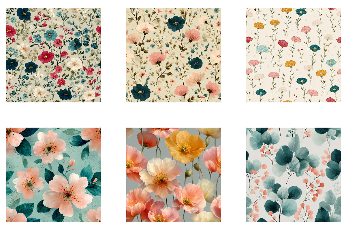 Spring Florals Seamless Digital Pape, a Pattern Graphic by CreationArt (Photo 7 of 7)