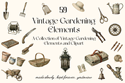 Vintage Gardening Elements Clipart, a Decorative Illustration by youtoview (Thumbnail 1 of 13)