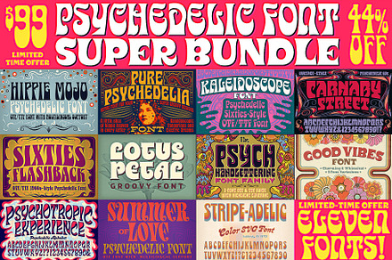 Psychedelic Font Super Bundle, a Sans Serif Font by Mysterylab Designs