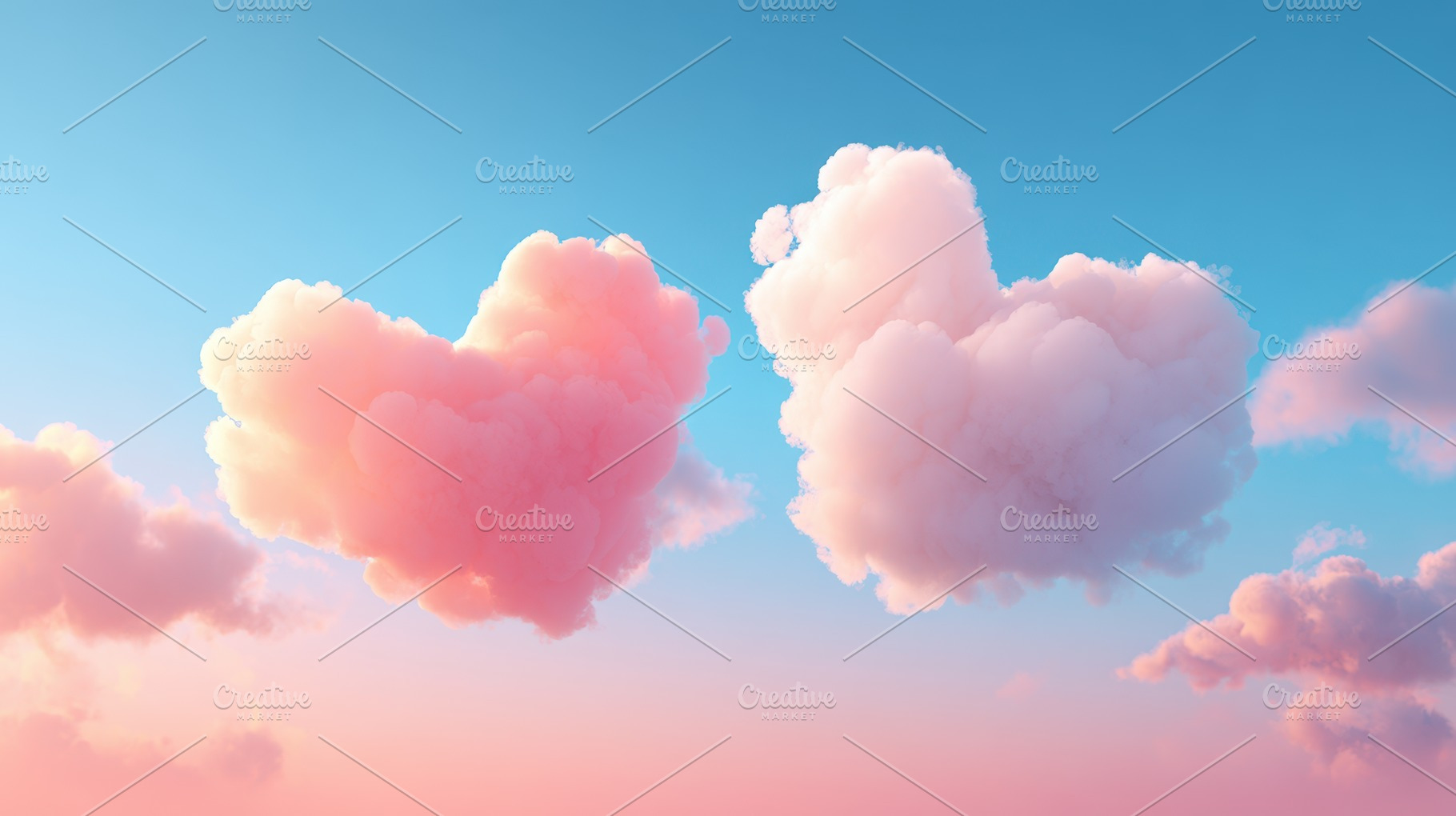 Dreamy pink and white clouds in blue sky, a Holiday Photo by AlyaAnd