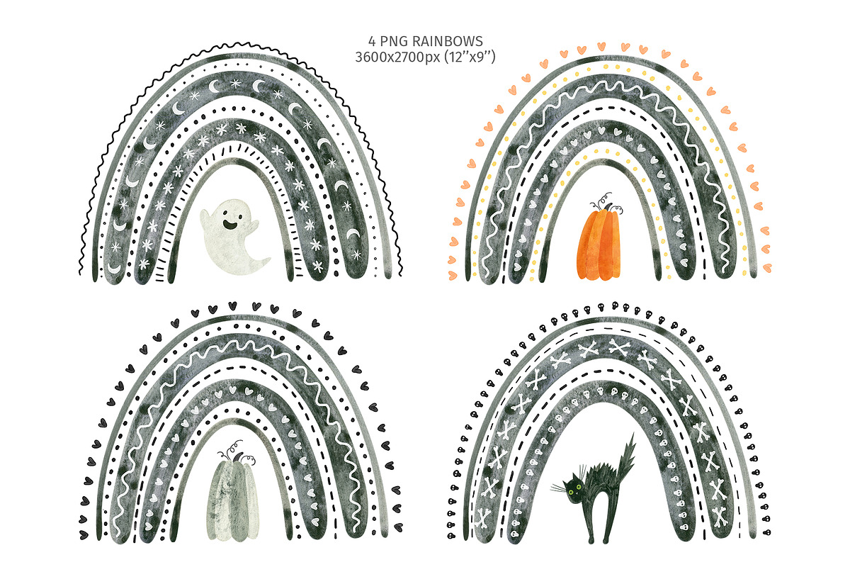 Halloween Clipart, Rainbows, Pattern, a Graphic by Valin Malin (Photo 5 of 14)