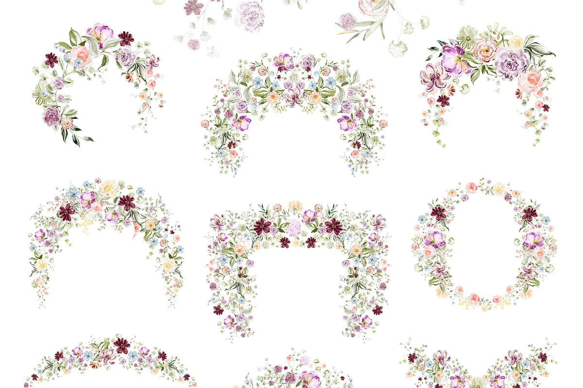 Summer Flowers Watercolor Clipart, a Decorative Illustration by LenArt (Photo 4 of 14)