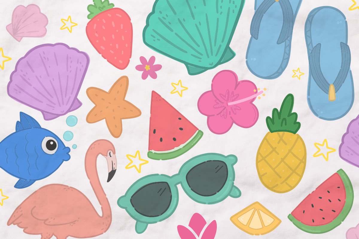 Summer lover kit! +80 elements, a Texture Illustration by Andrea De Oliveira (Photo 6 of 8)