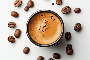 Espresso Coffee Cup Surrounded by Co, a Food & Drink Photo by Pixeness Studio