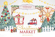 Watercolor CHRISTMAS MARKET, a Decorative Illustration by S_ARTLOVE (Thumbnail 1 of 8)