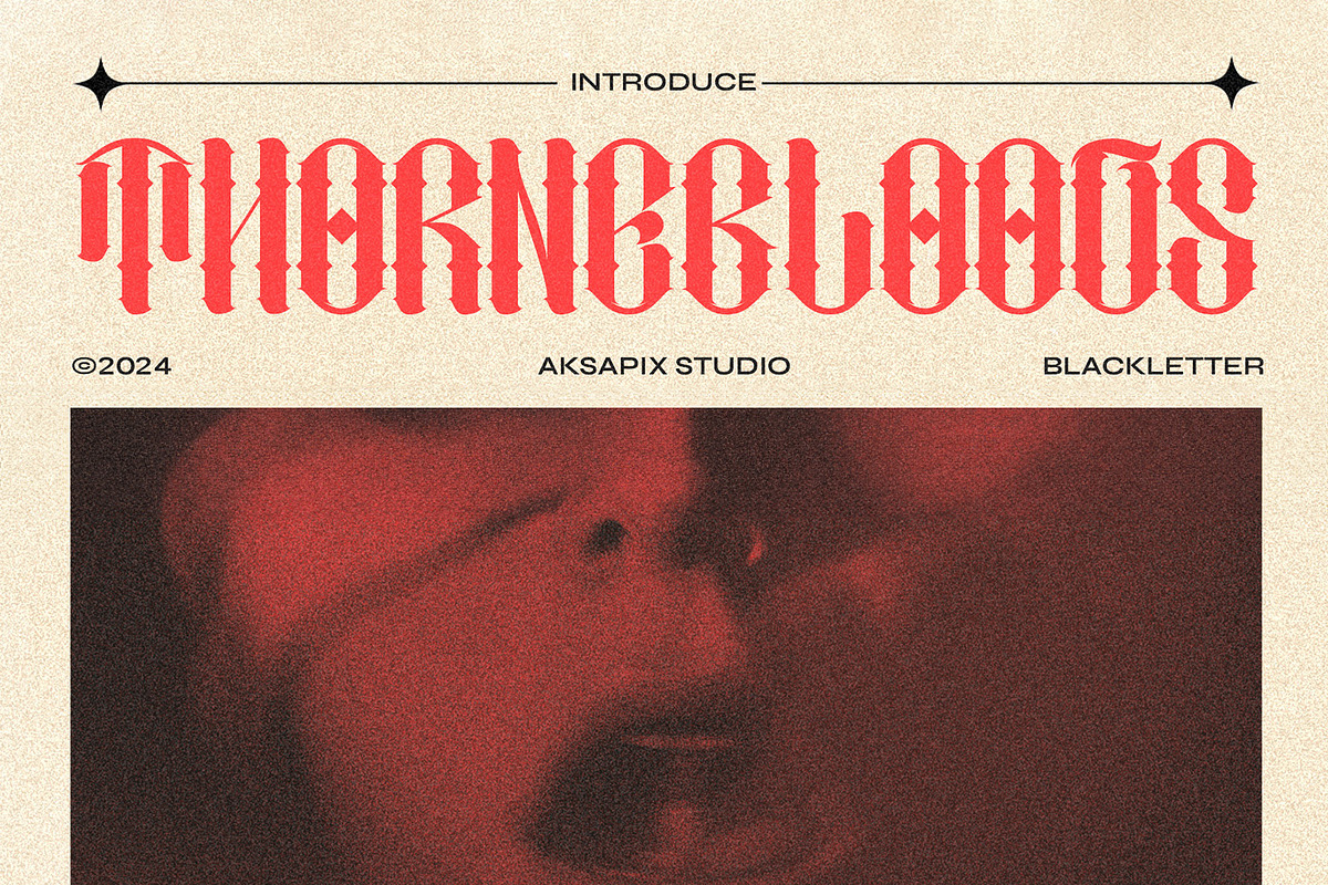 Thornebloods - Blackletter Font, a Blackletter Font by Aksapix Studio (Photo 1 of 10)
