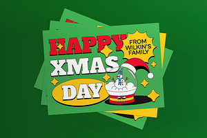 Green Christmas Greeting Post Card, a Card Template by graphicook