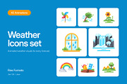40 Animated Weather Flat Icons, an Emoji Icon by Prosymbols (Thumbnail 1 of 4)
