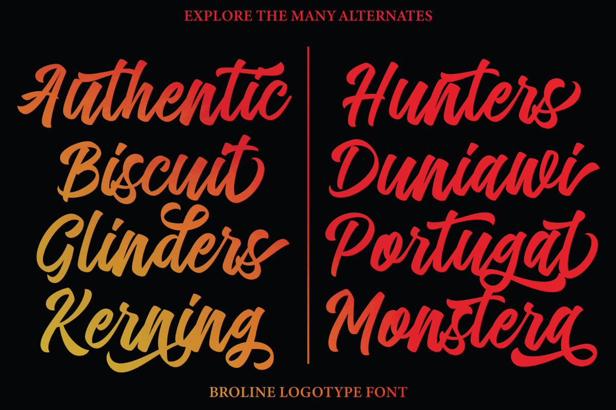 Broline - Bold Script Logotype, a Script Font by tebaltipislab (Photo 5 of 11)