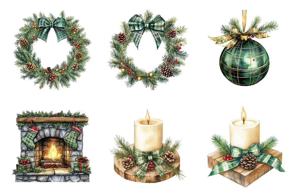 Christmas Green Clipart PNG Bundle, a Work Illustration by SinaCreation (Photo 5 of 6)
