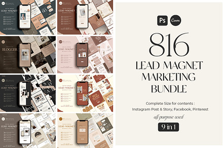 8 in 1 Bundle Lead Magnet PS CANVA, a Social Media Template by Eviory