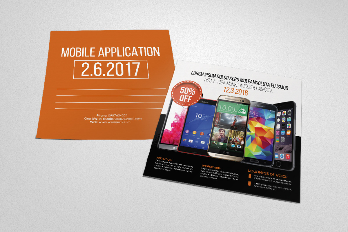 Mobile App Post Card, a Card Template by Business Flyers