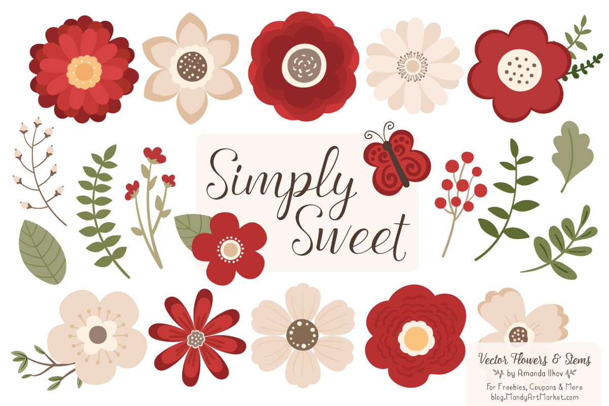 Christmas Flowers Clipart, an Illustration by Amanda Ilkov (Photo 1 of 4)