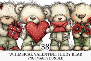 Whimsical Valentine Teddy Bear PNG, an Illustration by Craft Nest