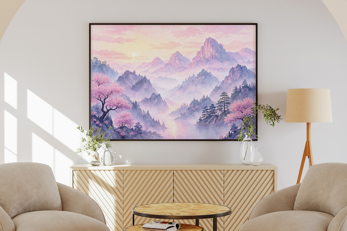 Watercolor Nature Landscape Bundle, a Wallpaper Graphic by Forhadx5 (Photo 10 of 12)