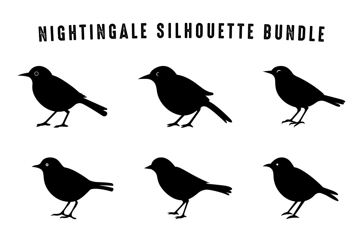 Nightingale Silhouette Clipart Set, an Animal Illustration by Gfx Expert Team (Photo 2 of 3)