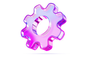 3d glass holographic gear icon with, a Technology Illustration by Marozhkastudio