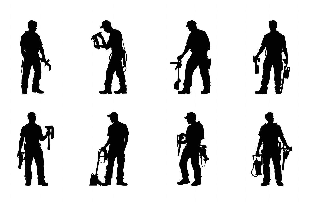Handyman Silhouette Vector art Set, a Person Illustration by Gfx Expert Team (Photo 3 of 3)