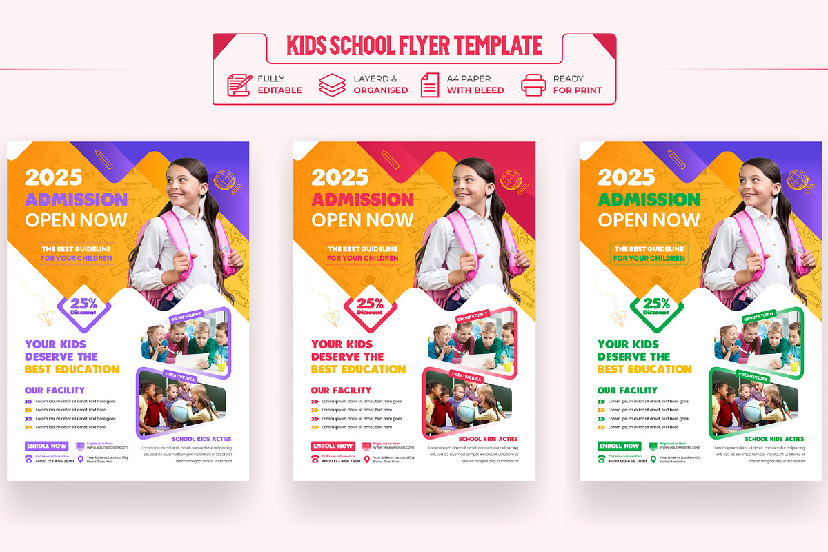 Kids school Admission Flyer Template, a Marketing Template by Mk_Studio (Photo 5 of 11)