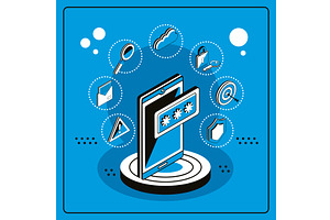 smartphone and cyber fraud, a Technology Illustration by studiogstock