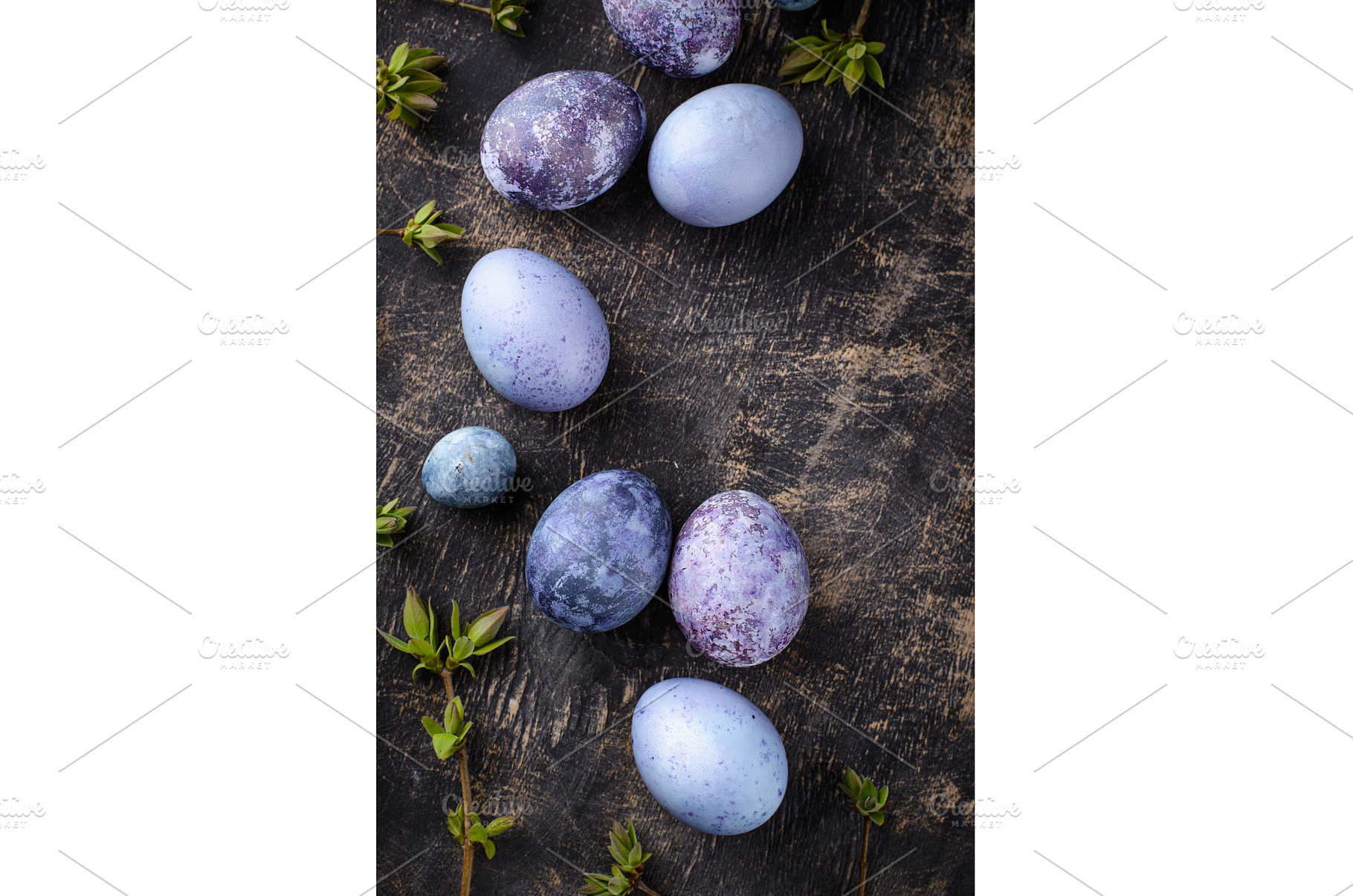 Festive Easter eggs in purple and, a Holiday Photo by Yulia Furman