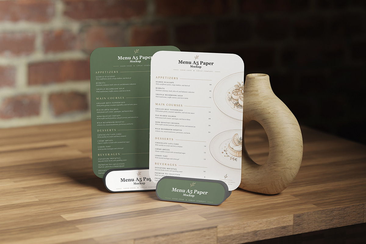 A5 Stand Menu Paper Mockup, an Advertising Mockup by My Code Std (Photo 5 of 5)