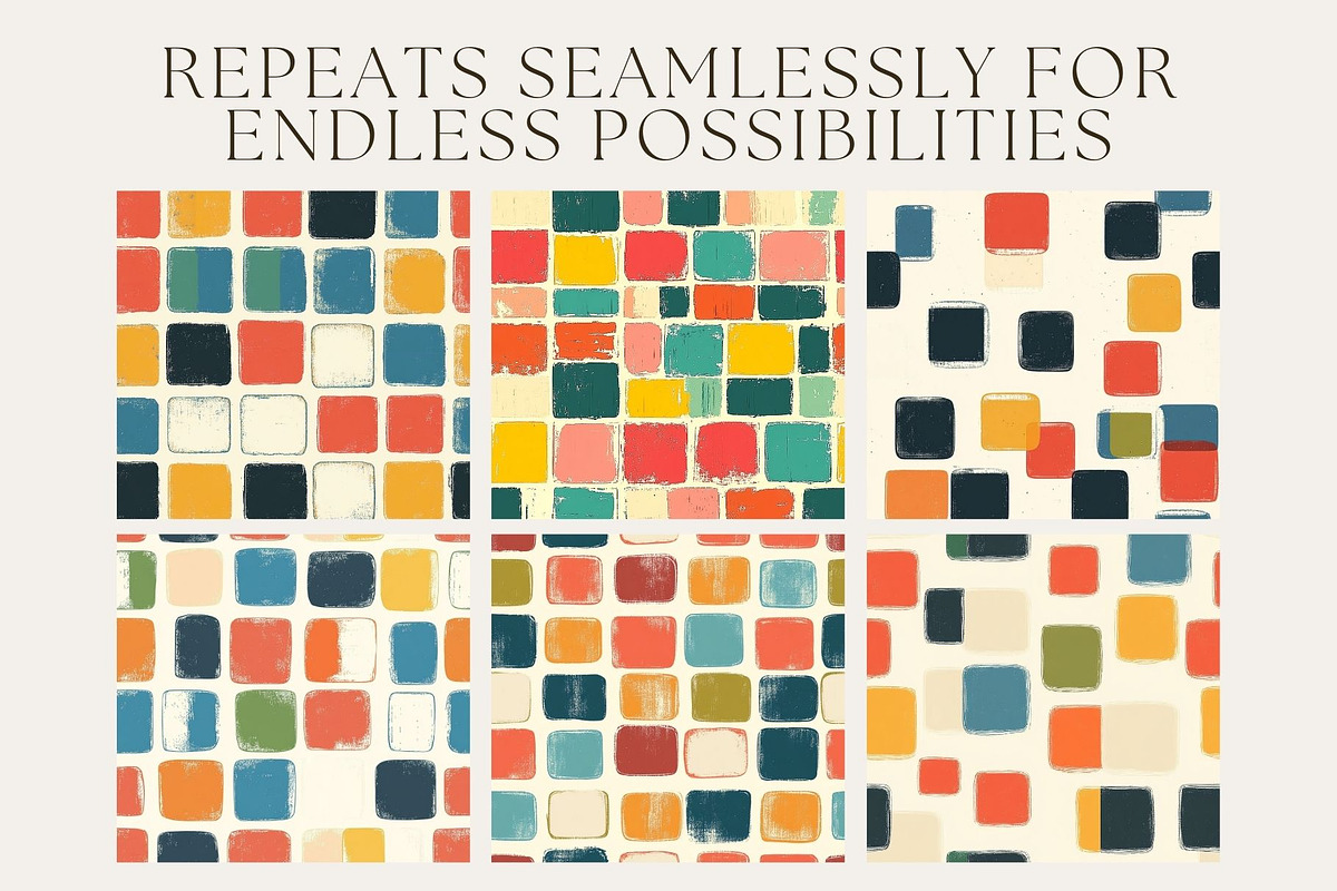 12 Retro Colorblock Seamless Pattern, a Pattern Graphic by Inknfolly (Photo 2 of 7)