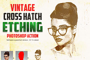 Vintage Cross Hatch Etching, an Action Add-On by Studio Retouch (Thumbnail 1 of 11)