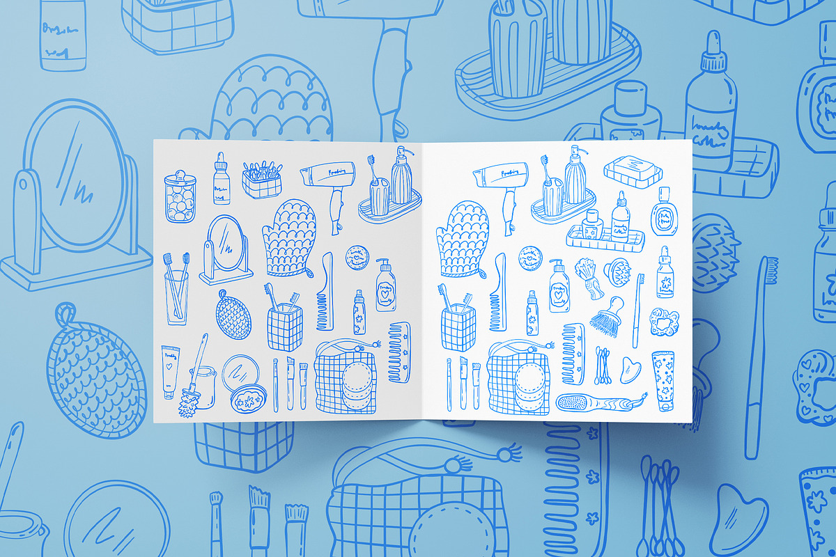 Bathroom Essentials lineart, a Healthcare Illustration by Carpet Tapete Pretzel (Photo 3 of 3)