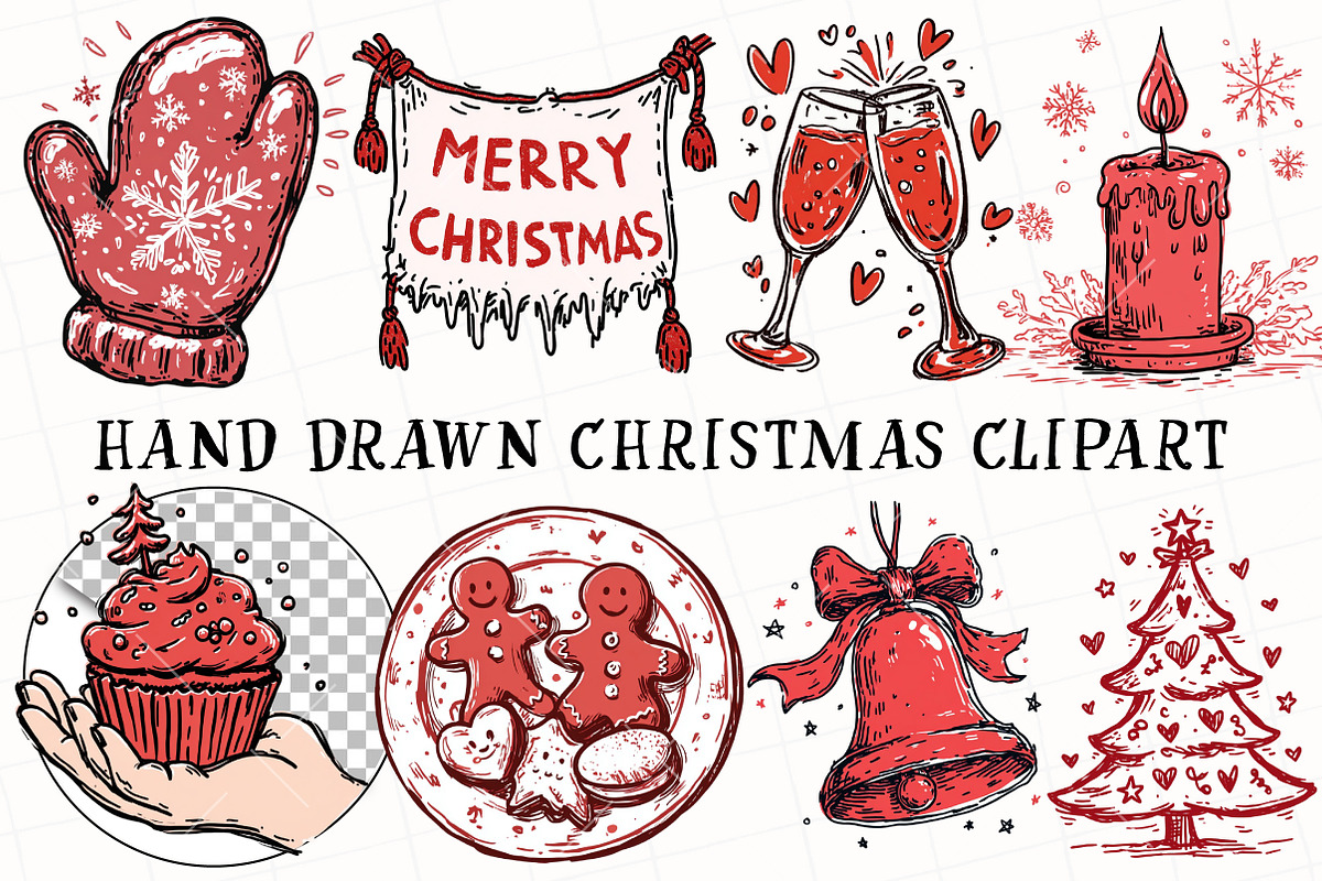 Hand Drawn Christmas Clipart, an Illustration by OK Design (Photo 2 of 6)