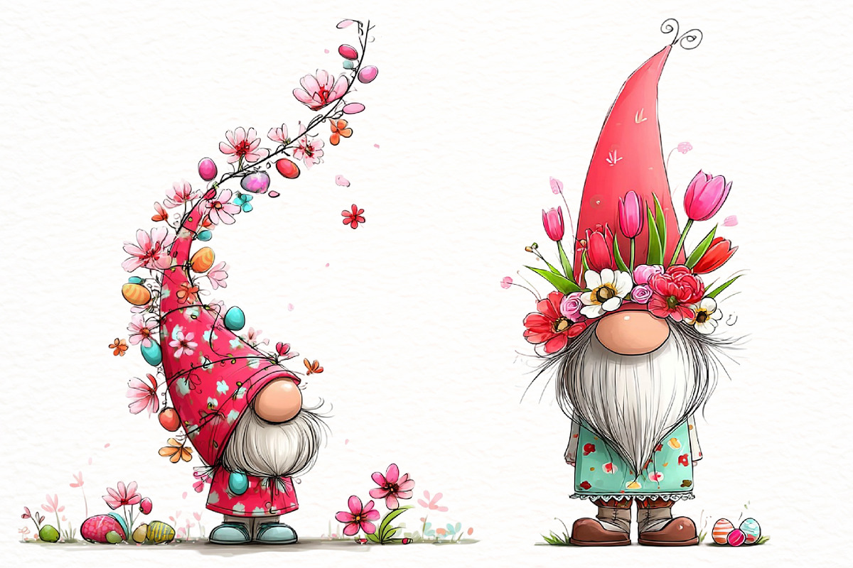 Whimsical Easter gnome Clipart, an Illustration by Designworld (Photo 4 of 7)