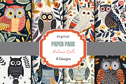 Autumn Owl Digital Paper, an Animal Illustration by Paper & Pattern Studio (Thumbnail 1 of 8)